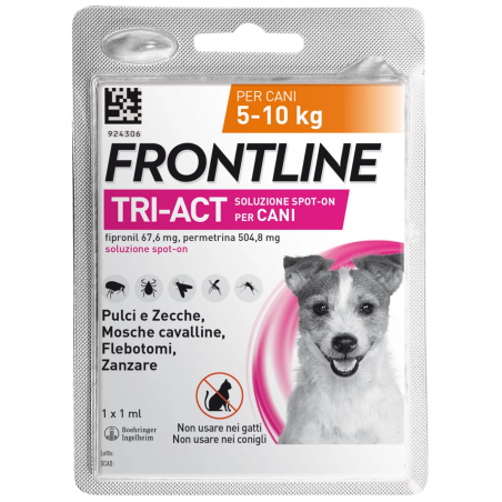 Frontline tri-act soluzione spot-on per cani di 5-10 kg