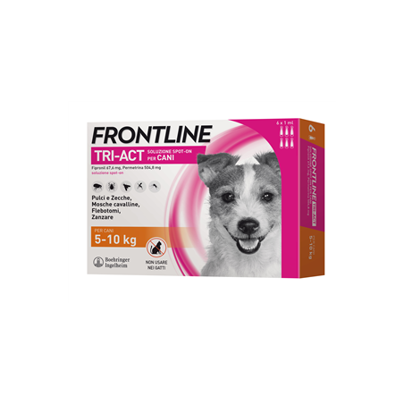 Frontline tri-act soluzione spot-on per cani di 5-10 kg