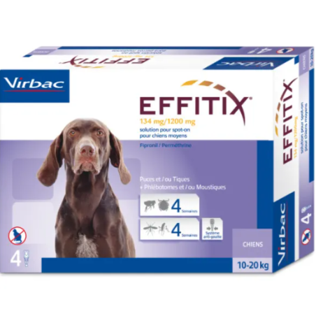 Effitix 134 mg/1200 mg soluzione spot-on per cani di taglia media