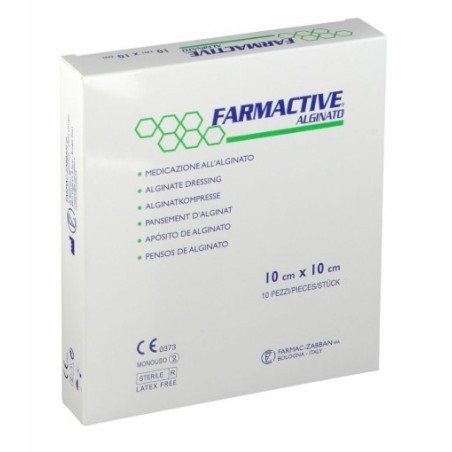 Medicazione in alginato calcico sterile farmactive dimensioni 10x10cm 10 pezzi