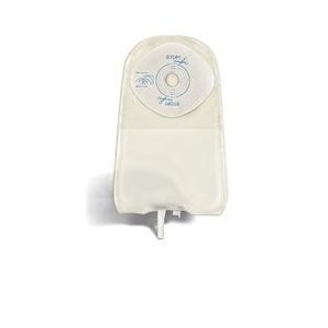 Sacca urostomia trasparente pretagliata mono pezzo con barriera protettiva in stomahesive e valvola antireflusso urodress 45mm 1