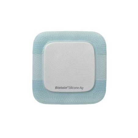 Medicazione biatain in schiuma di poliuretano a rilascio diargento con bordo adesivo in silicone 12,5x12,5 cm 5 pezzi