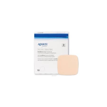 Medicazione sterile in schiuma di poliuretano idrocellulareaquacel ag foam adesiva assorbente 10x10 cm 10 pezzi