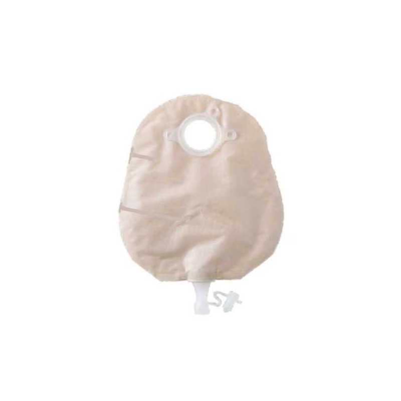 Natura+ sacca per urostomia con flangia tubicino di scaricosoft tap trasparente con telino di rivestimento lato cute tubicini di