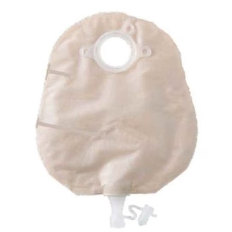 Natura+ sacca per urostomia con flangia tubicino di scaricosoft tap trasparente con telino di rivestimento lato cute tubicini di