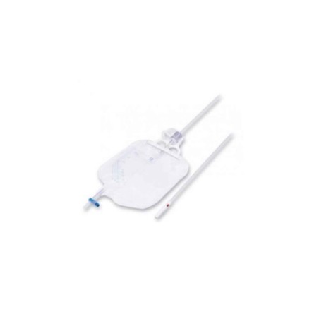 Sacca raccogli urina a circuito chiuso a3 unomedical capacita' 2 litri lunghezza tubo 140 cm rubinetto di scarico a croce 30 pez