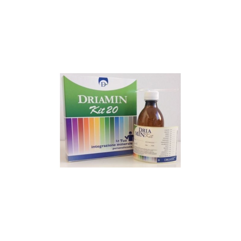 Driamin kit 6 flacone vuoto con misurino, etichetta e foglioillustrativo