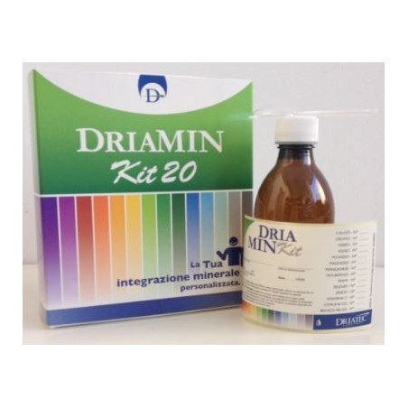 Driamin kit 6 flacone vuoto con misurino, etichetta e foglioillustrativo