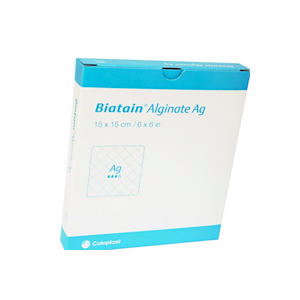 Medicazione biatain alginate ag in alginato e carbossimetilcellulosa a rilascio di argento 15x15 cm 10 pezzi