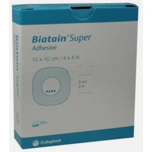 Medicazione biatain super tampone idrocapillare assorbente con bordo adesivo 10x10 cm 10 pezzi
