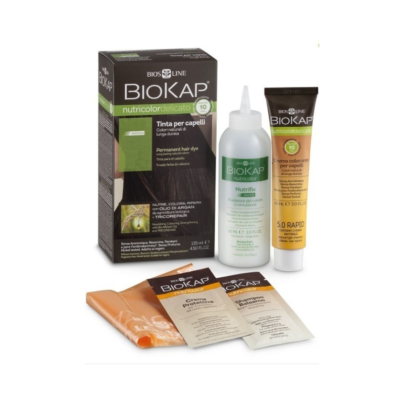 Biokap nutricolor delicato rapid 5,05 castano nocciola tintatubo+flacone 135 ml biosline
