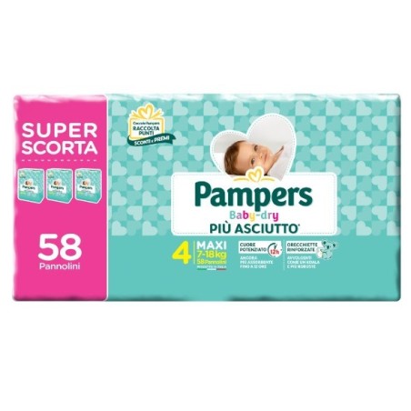 Pampers baby dry trio dwct maxi 58 pezzi