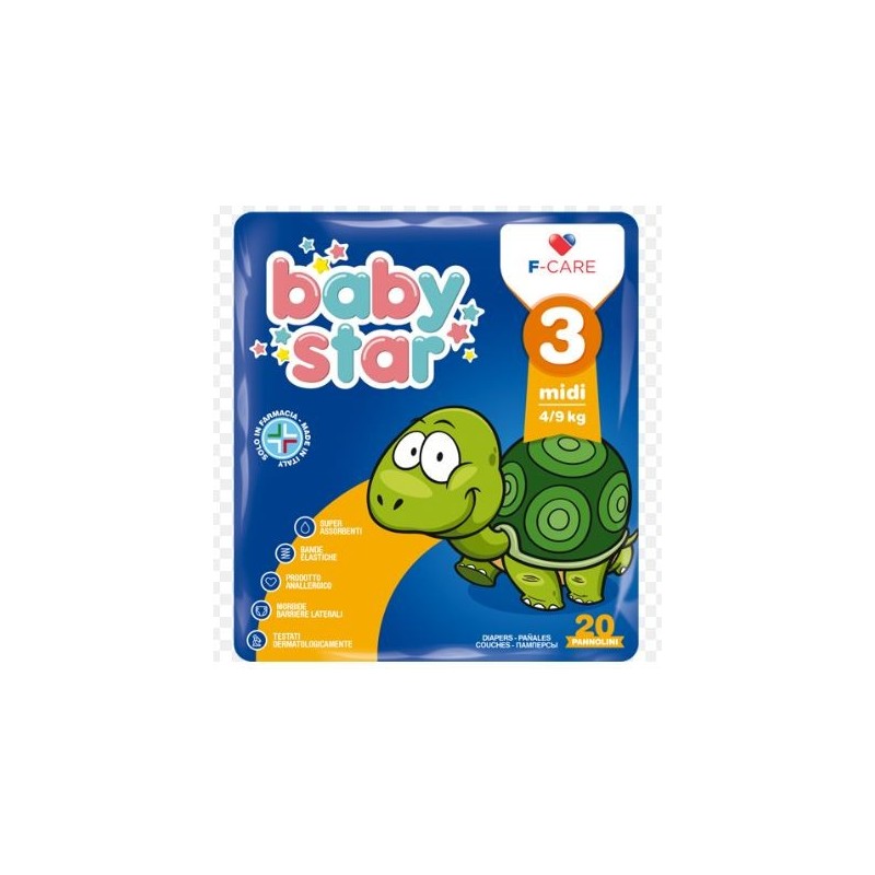 Pannolino babystar 4/9kg t3 20 pezzi