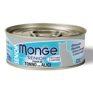 Monge natural quality gatto monge jelly filetti di tonno/acciughine senior 80 g