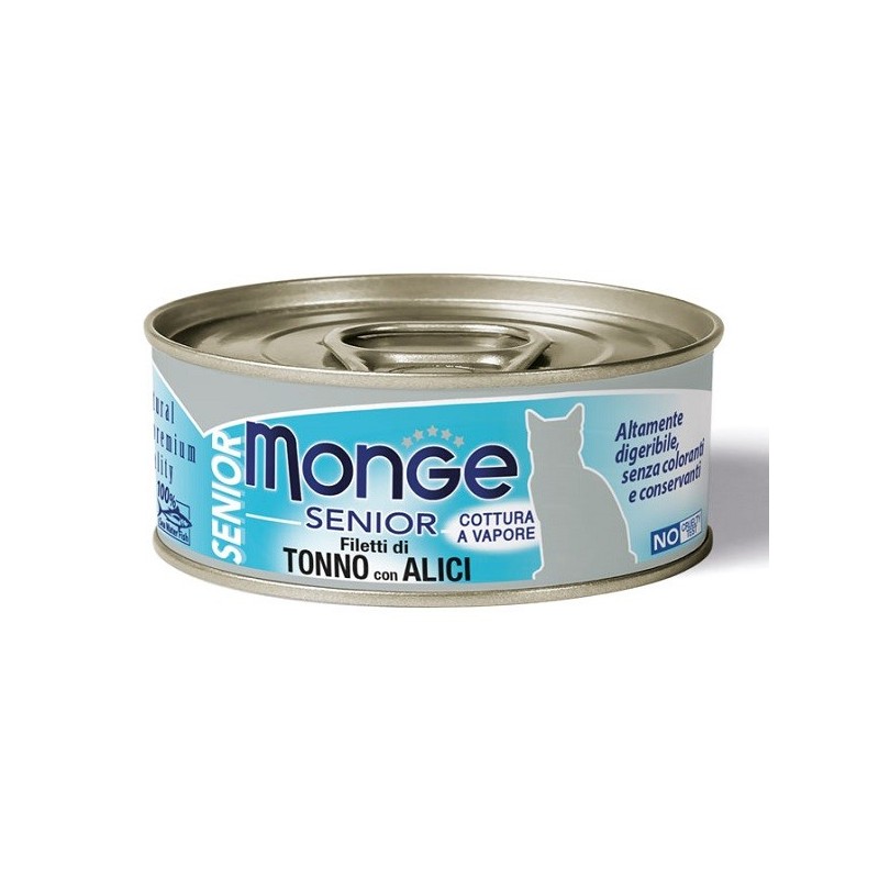 Monge natural quality gatto monge jelly filetti di tonno/acciughine senior 80 g
