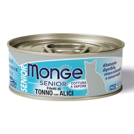 Monge natural quality gatto monge jelly filetti di tonno/acciughine senior 80 g