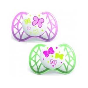 Nuvita succhietto con tettarella simmetrica 0 mesi+ rosa e verde