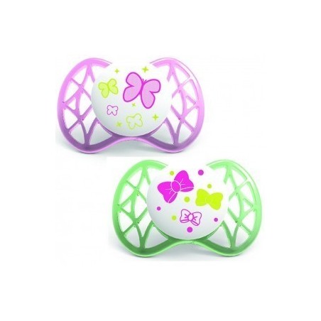 Nuvita succhietto con tettarella simmetrica 0 mesi+ rosa e verde