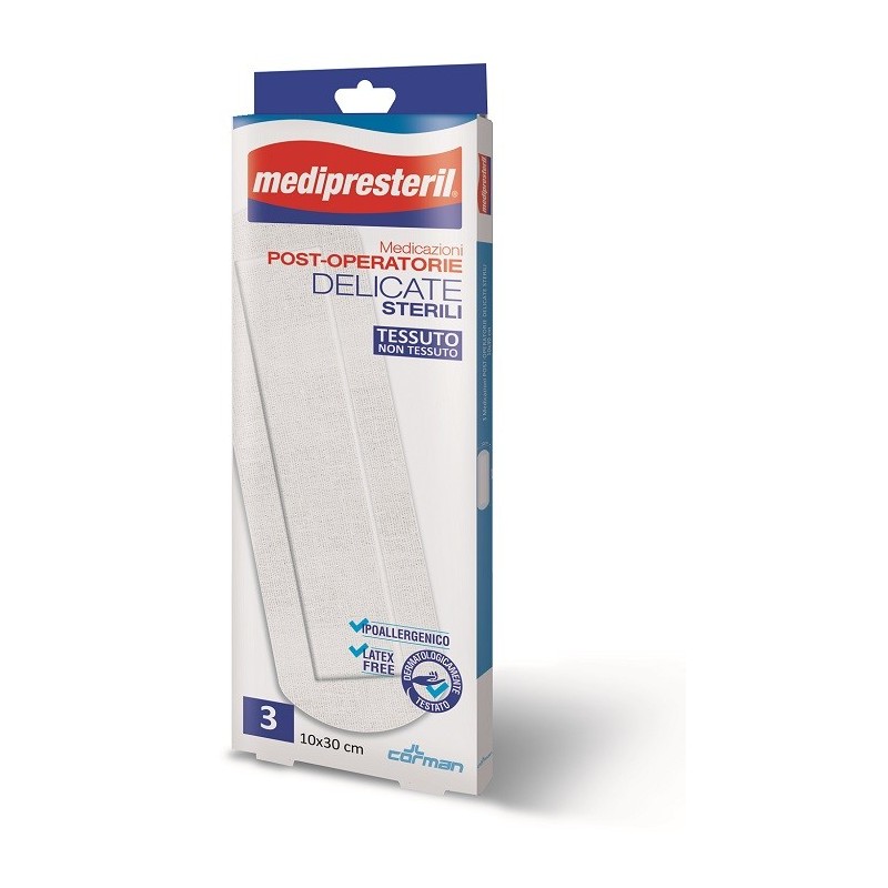 Medicazione post operatoria medipreseteril delicata tnt 10x30cm 3 pezzi