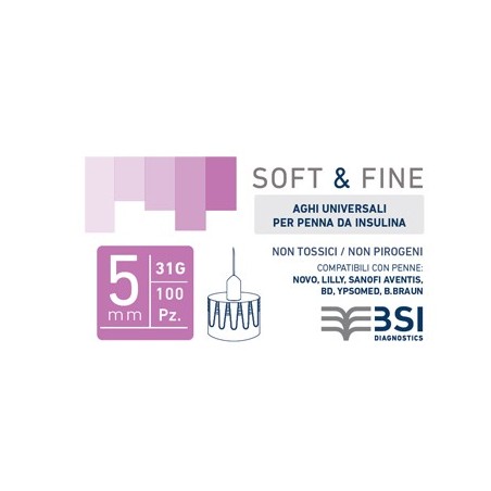 Ago per penna da insulina soft&fine 31 gauge 5 mm 100 pezzi