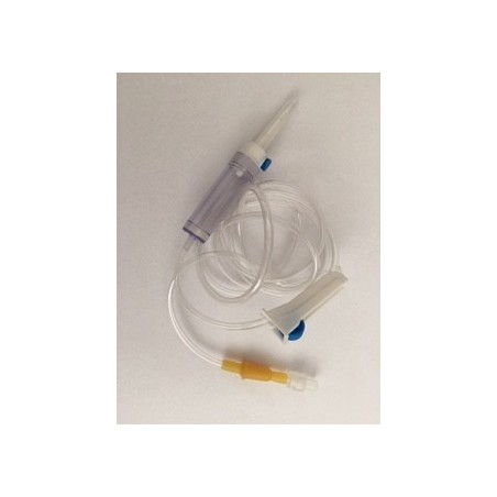 Deflussore sacca/flacone per infusione soluzioni e farmaci camera gocciolamento pvc filtro soluzione 15mcm tubo pvc 3-4,4x1500mm