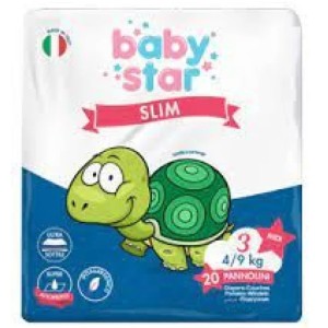Pannolini babystar slim 4/9kg taglia 3 midi 20 pezzi