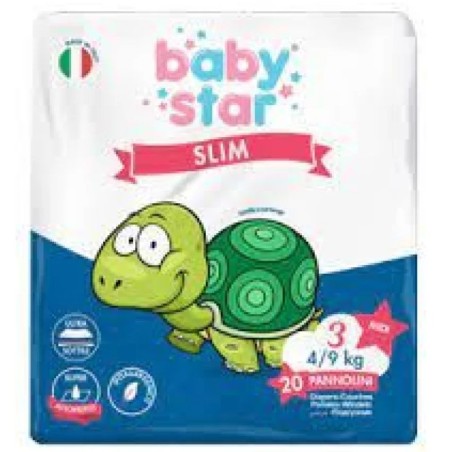 Pannolini babystar slim 4/9kg taglia 3 midi 20 pezzi
