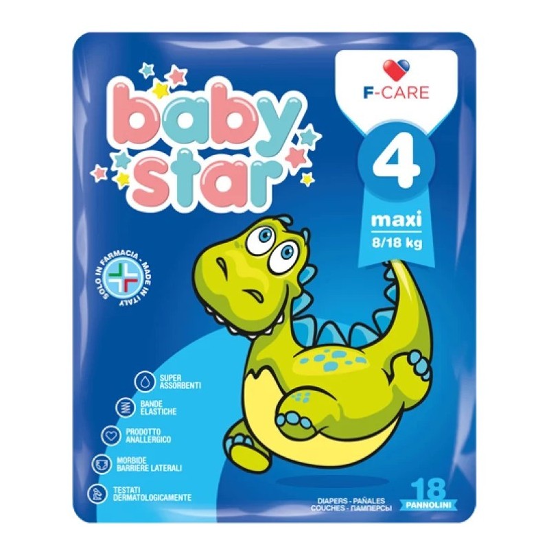 Pannolini babystar slim 8/18kg taglia 4 maxi 18 pezzi