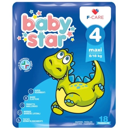 Pannolini babystar slim 8/18kg taglia 4 maxi 18 pezzi
