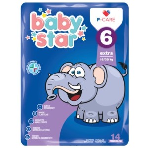 Pannolini babystar slim 16/30kg taglia 6 extra large 14 pezzi
