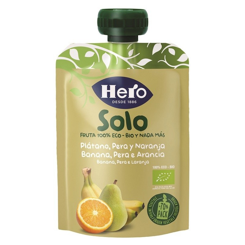Hero solo frutta frullata 100% bio banana pera arancia 100 g