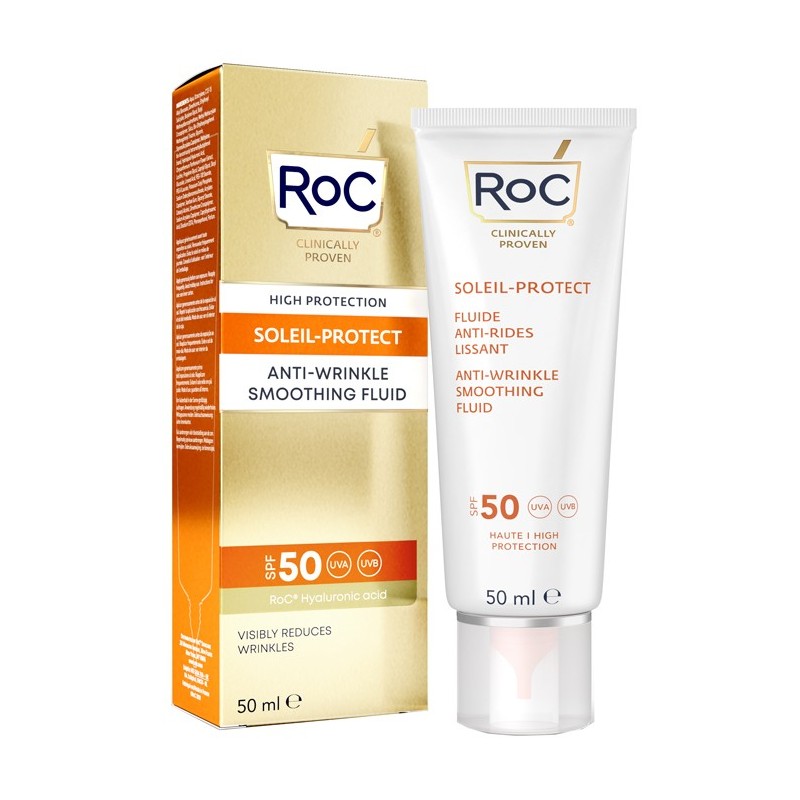 Roc fluido solare viso spf 50+ anti-rughe levigante 50 ml