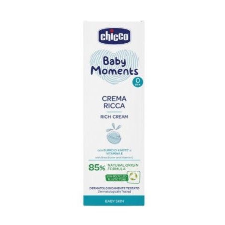 Chicco baby moments crema ricca con burro di karite' e vitamina e 100 ml Chicco baby moments crema ricca con burro di karite' e vitamina e 100 ml