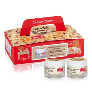 Cofanetto panettone labbra 1 maschera scrub levigante 13 ml+ 1 balsamo rimpolpante profumato 13 ml