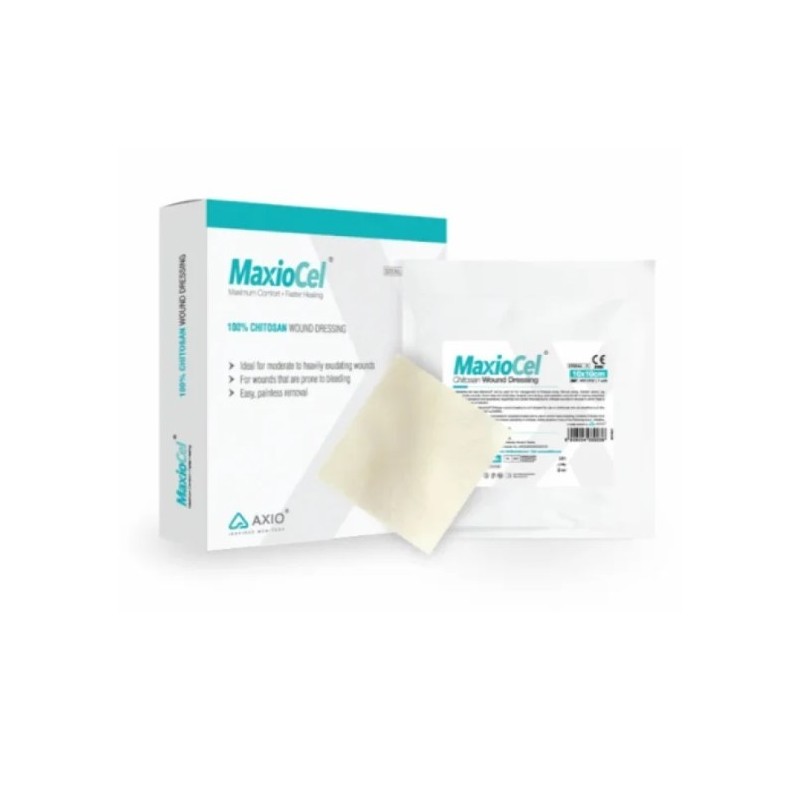 Medicazione in fibre gelificanti in chitosano maxiocel 5x5 cm 10 pezzi