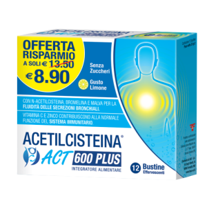 Acetilcisteina act plus nac 600 12 bustine effervescenti agrumi