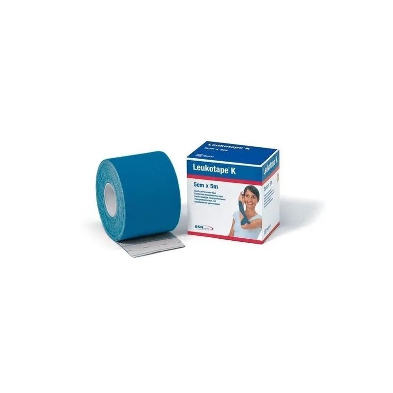 Benda adesiva actimove leukot k taping fisioterapico larghezza 5 cm lunghezza 5 m colore blu in rotolo