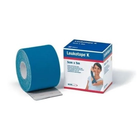 Benda adesiva actimove leukot k taping fisioterapico larghezza 5 cm lunghezza 5 m colore blu in rotolo