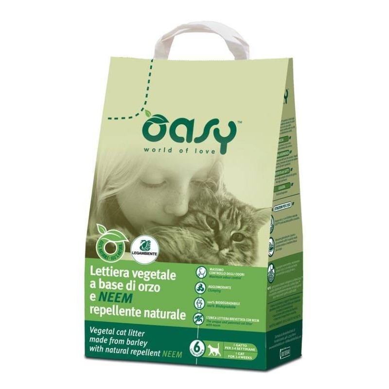 Oasy lettiera vegetale orzo/neem 6 litri