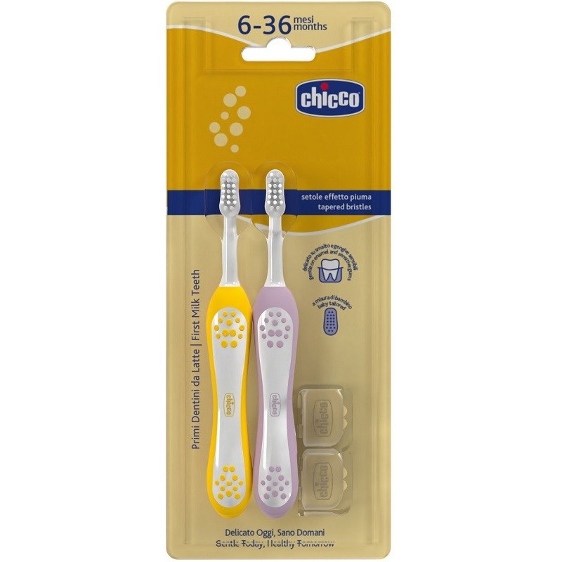Chicco spazzolino 6-36 mesi doppio rosa-giallo