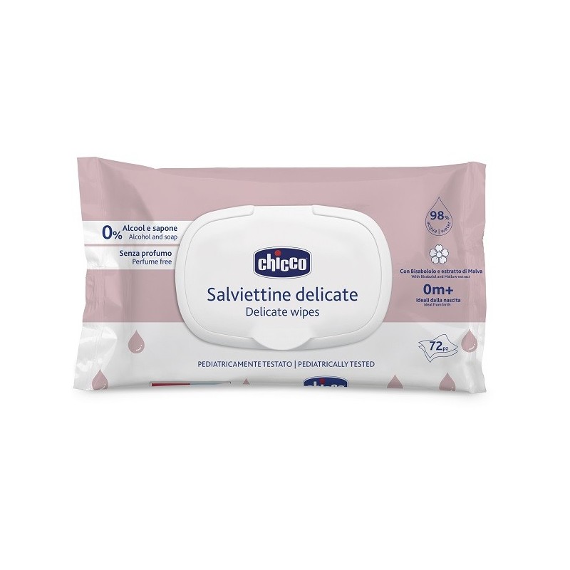 Chicco salviette delicate 72 pezzi plaque