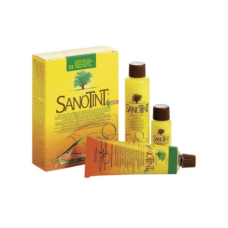 Sanotint light tintura per capelli numero 72 castano chiarocenere tubo in astuccio di cartone 125 ml