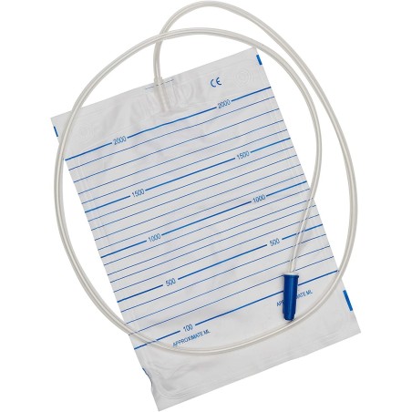 Sacca raccolta urina da letto in pvc non sterile volume 2 litri tubo lunghezza 130 cm