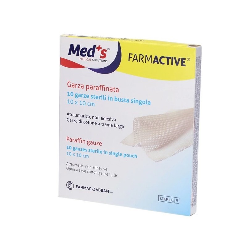 Garza farmactive paraffinata 10x10cm 10 pezzi
