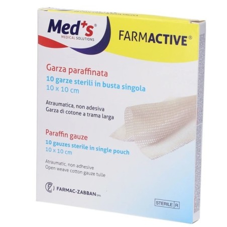 Garza farmactive paraffinata 10x10cm 10 pezzi