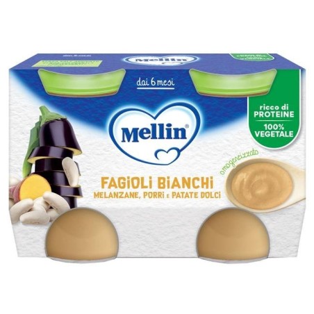 Mellin omogeneizzato fagioli bianchi e melanzane 2 pezzi da130 g