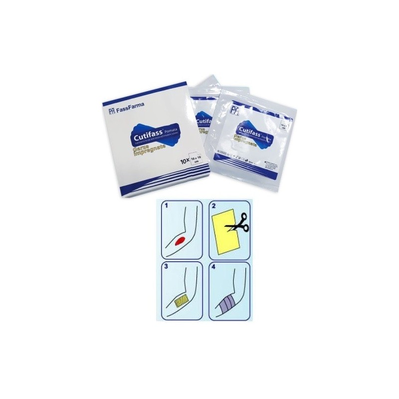 Cutifass garza 10x10 cm impregnata con pomata 10 pezzi