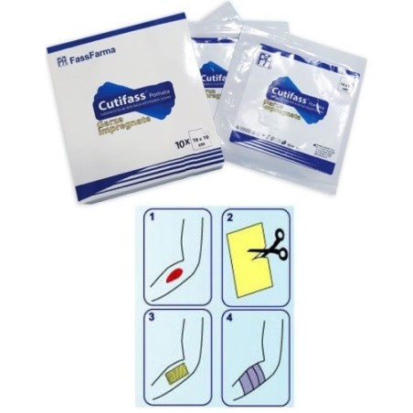 Cutifass garza 10x10 cm impregnata con pomata 10 pezzi