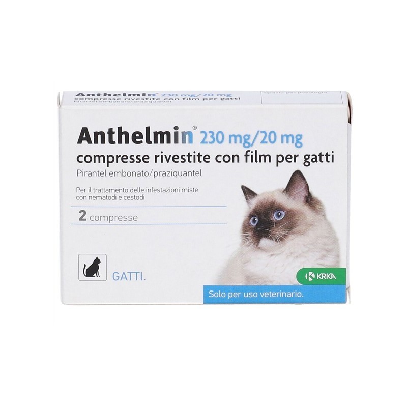 Anthelmin 230 mg/20 mg compresse rivestite estite con film per gatti