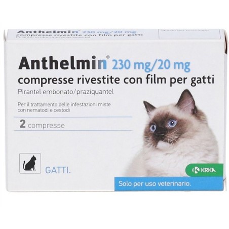 Anthelmin 230 mg/20 mg compresse rivestite estite con film per gatti